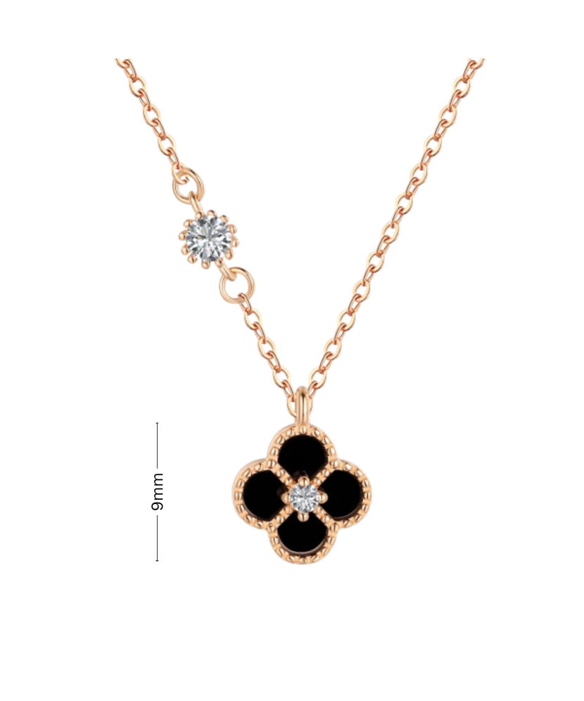 Gilded silver chain with enamel and zircon pendant