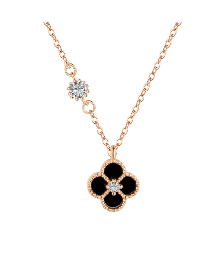 Gilded silver chain with enamel and zircon pendant