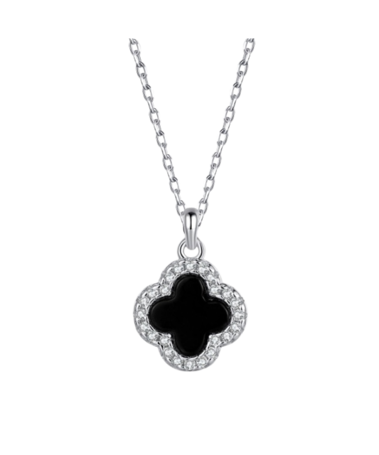 Серебряная цепочка с подвеской из эмали и циркона