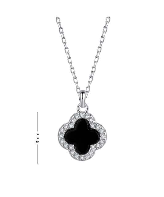 Серебряная цепочка с подвеской из эмали и циркона
