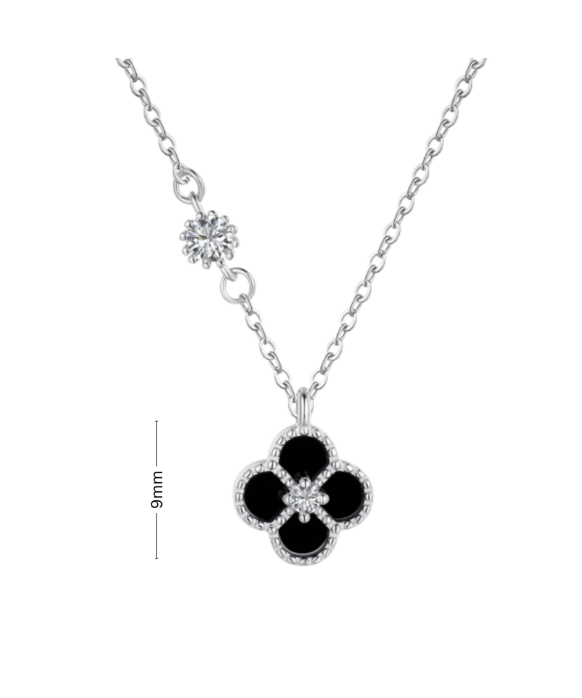 Sterling Silver chain with enamel and zircon pendant