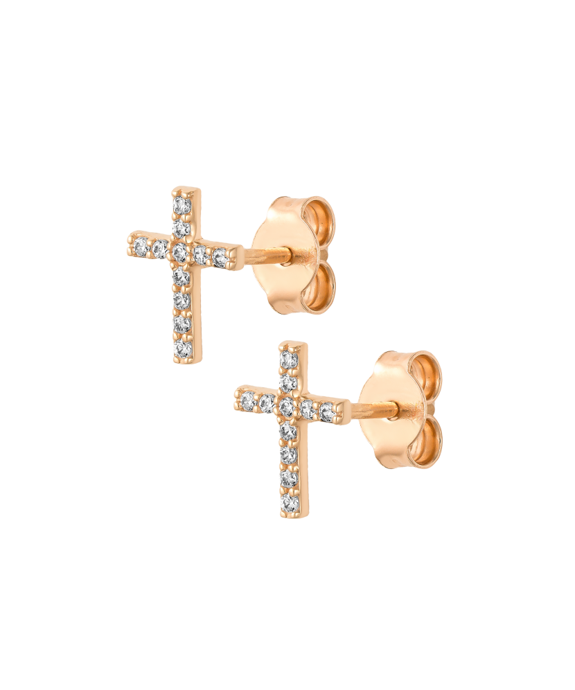 Gold earrings with zircons