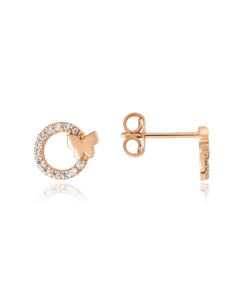 Gold earrings with zircons "Butterflies"