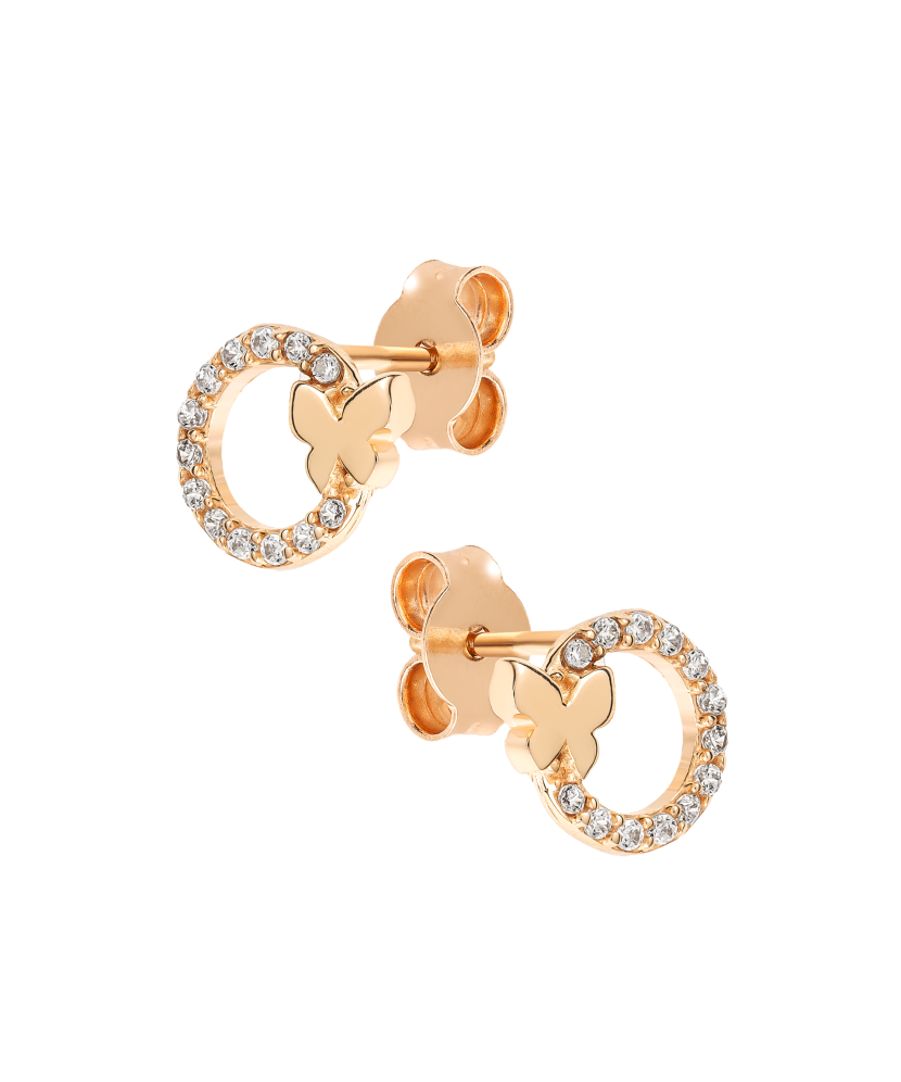 Золотые серьги с цирконами "Бабочки"