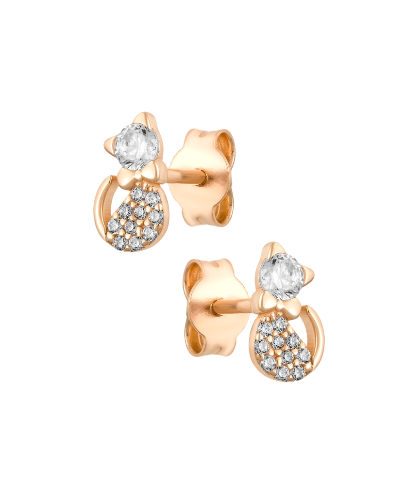 Gold earrings with zircons Gold earrings with zircons