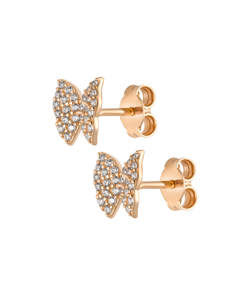 Gold earrings with zircons "Butterflies" Gold earrings with zircons "Butterflies"