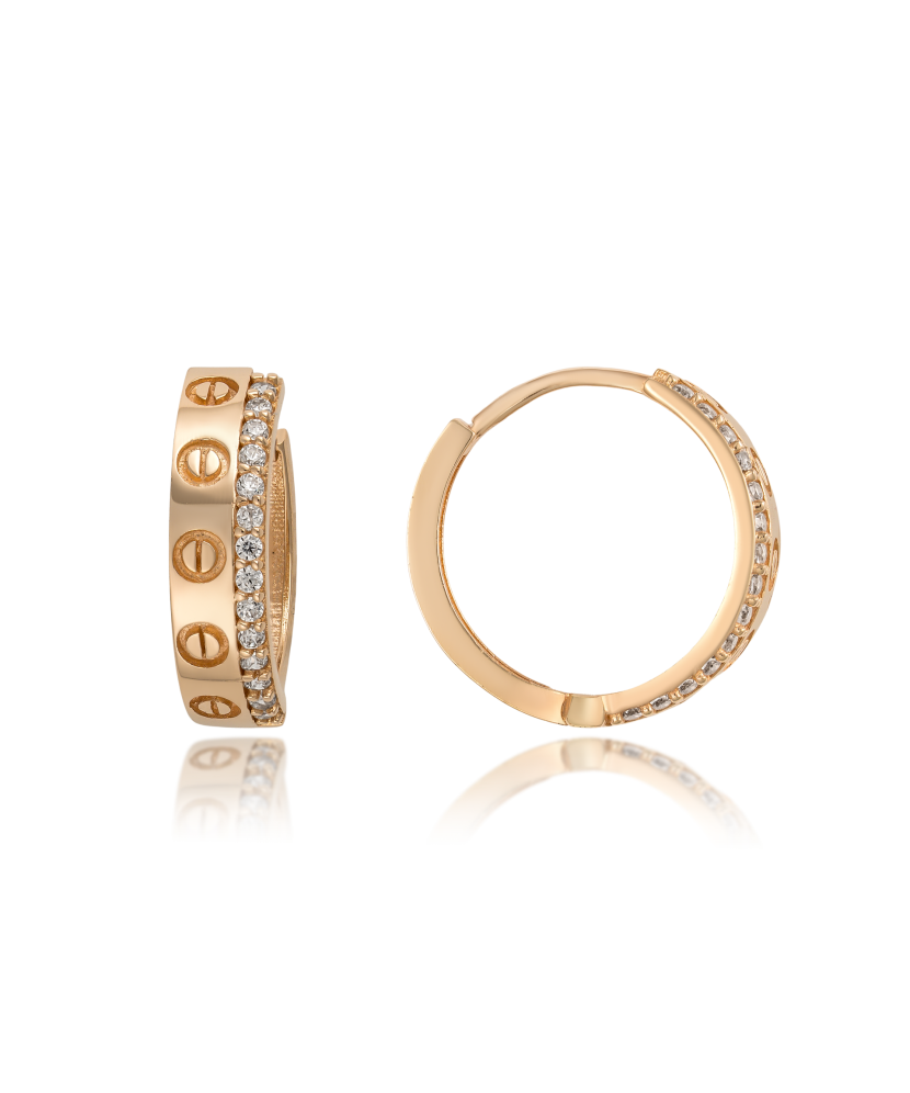 Gold earrings with zircons