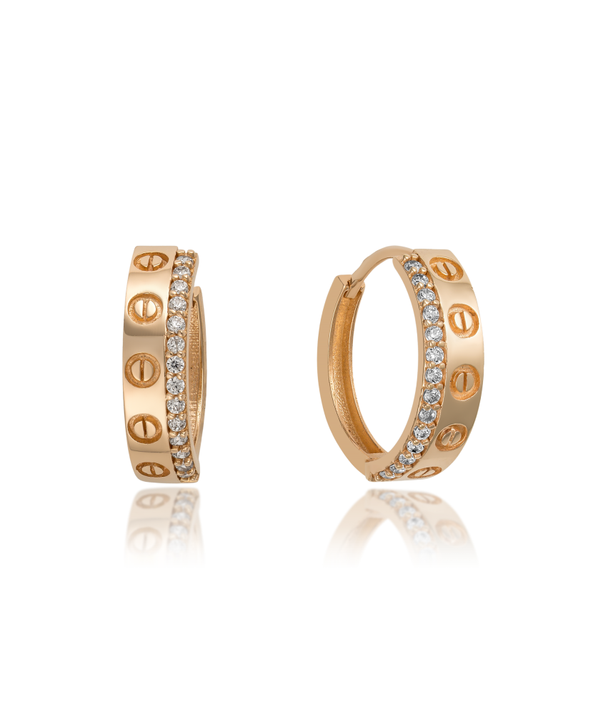 Gold earrings with zircons
