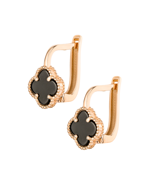 Gold brooch with onyx