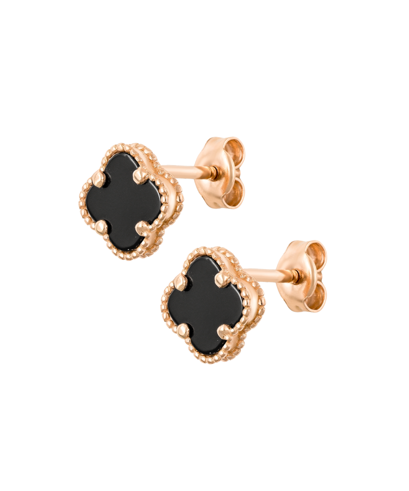 Gold earrings with enamel 7mm