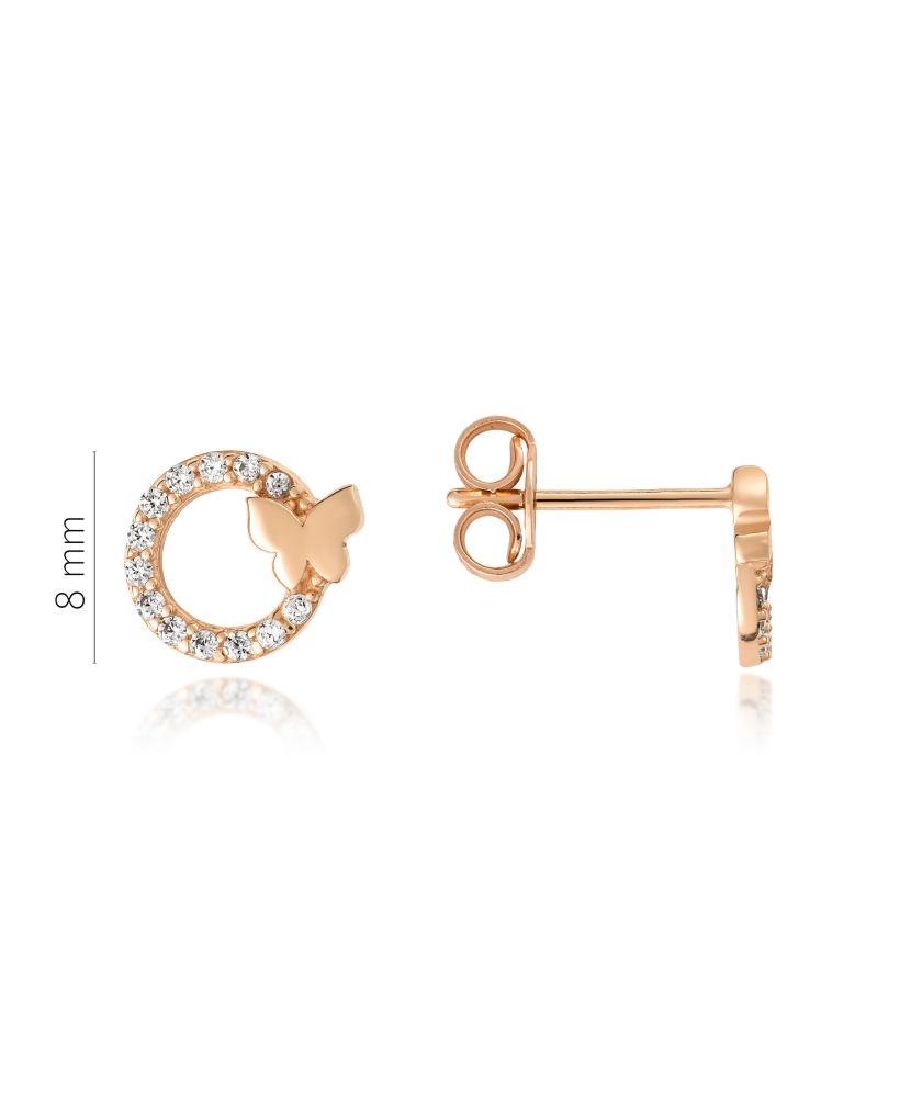 Золотые серьги с цирконами "Бабочки"