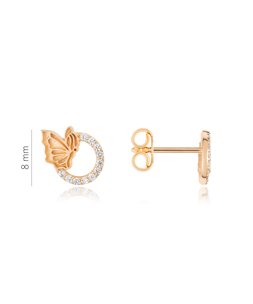 Gold earrings with zircons "Butterflies" Gold earrings with zircons "Butterflies"