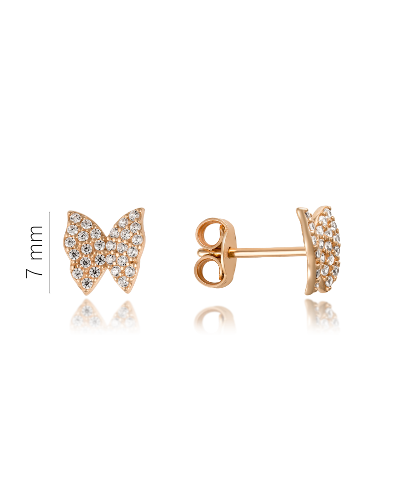 Gold earrings with zircons "Butterflies" Gold earrings with zircons "Butterflies"