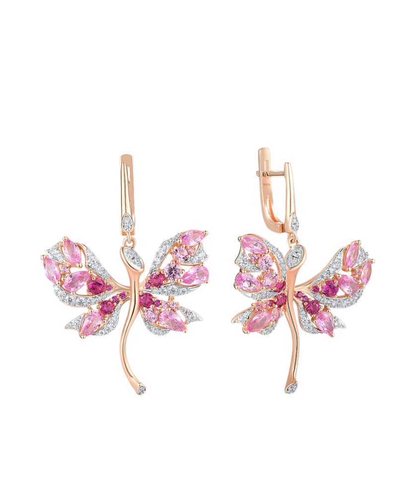 Gilded Sterling Silver earrings with nano sapphire and zircons