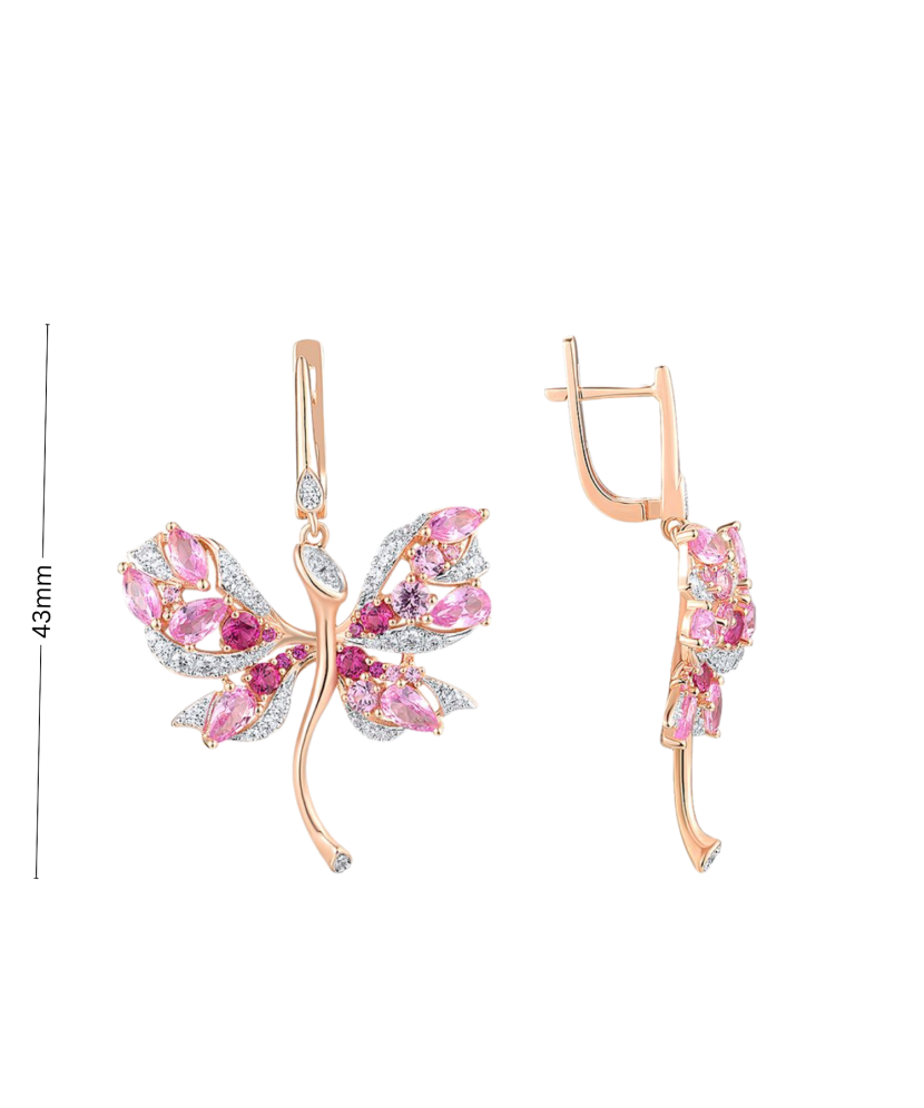 Gilded Sterling Silver earrings with nano sapphire and zircons