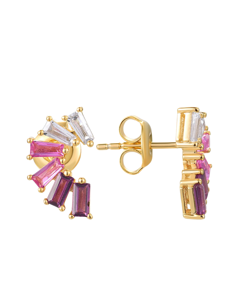 Gilded Sterling Silver earrings with nano sapphire and zircons