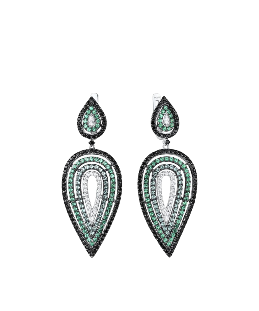 Серьги из серебра с цирконом и шпинели