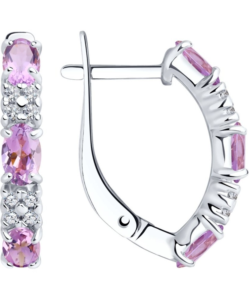 Sidabriniai auskarai su ametistais ir cirkoniais - Sidabriniai auskarai - Goldinga