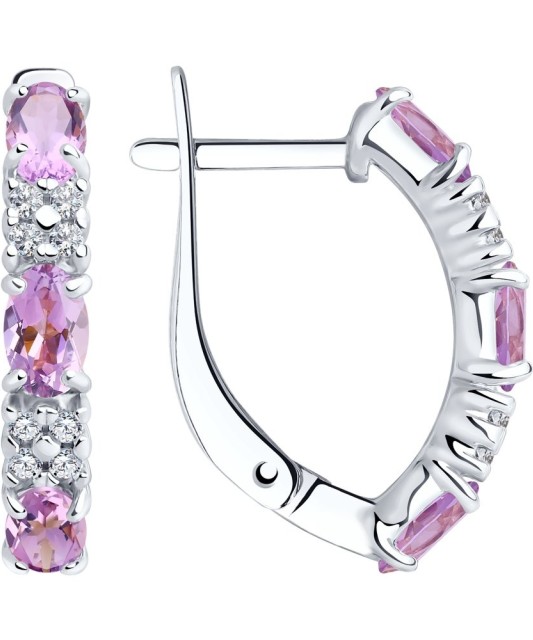 Sidabriniai auskarai su ametistais ir cirkoniais - Sidabriniai auskarai - Goldinga