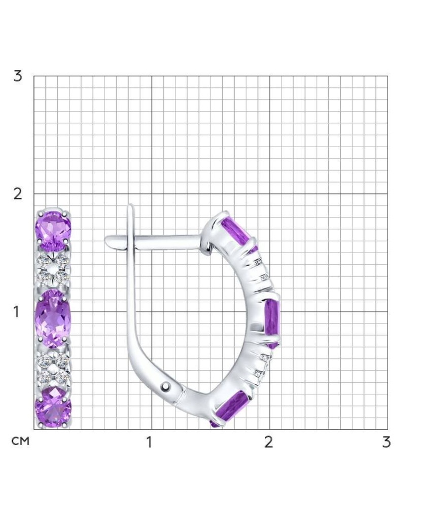 Sidabriniai auskarai su ametistais ir cirkoniais  - Goldinga Sidabriniai auskarai su ametistais ir cirkoniais  - Goldinga