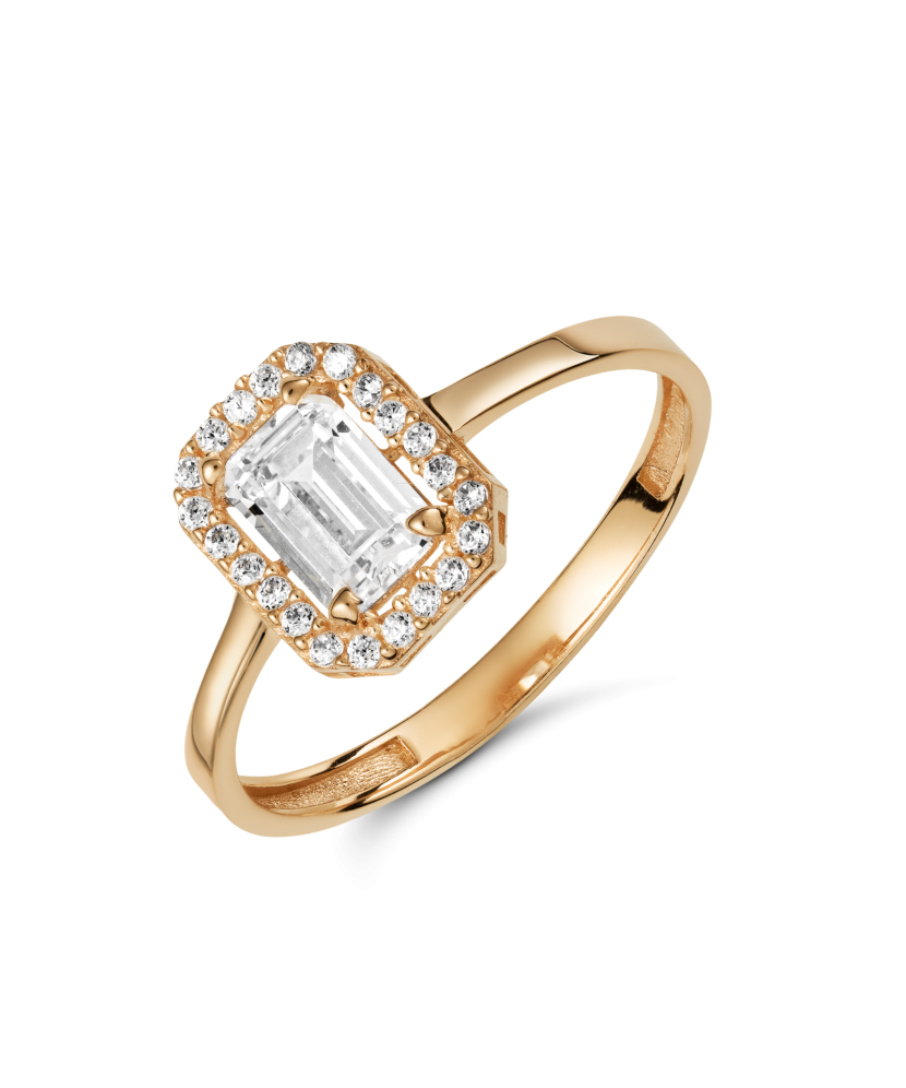 Gold ring with zircons