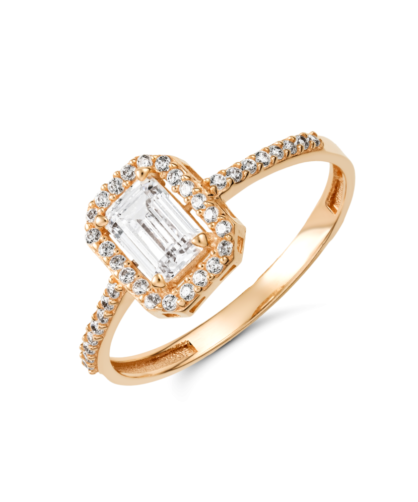 Gold ring with zircons