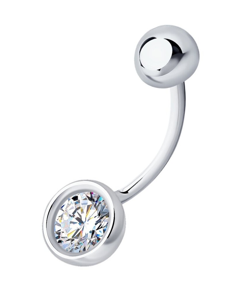 Sterling silver Belly Button Ring with zirconium 