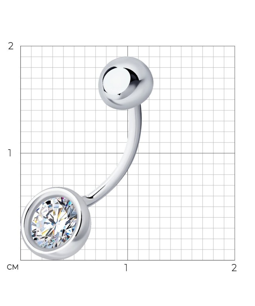 Sterling silver Belly Button Ring with zirconium 