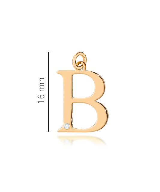 Золотой кулон с бриллиантом, буква B
