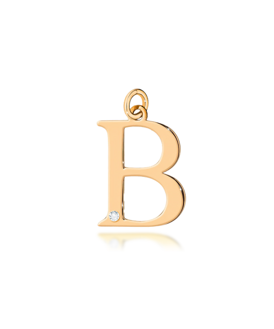 Золотой кулон с бриллиантом, буква B