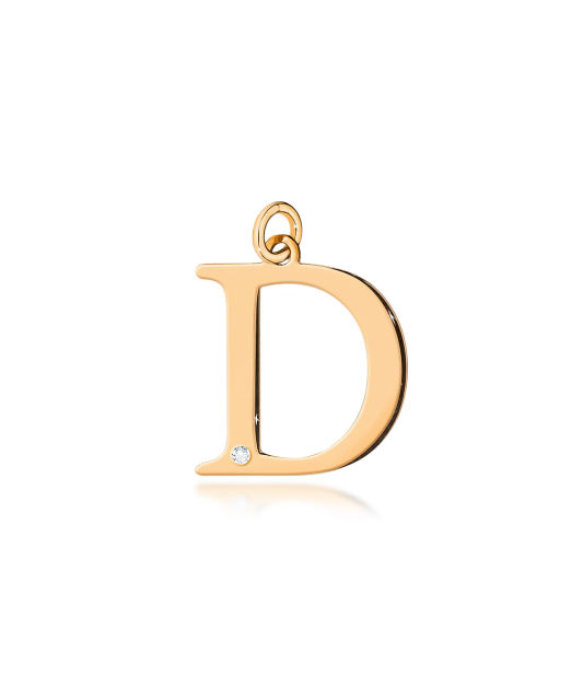 Золотой кулон с бриллиантом, буква D