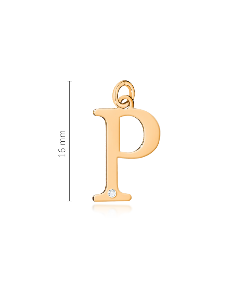 Gold pendant with diamond letter P
