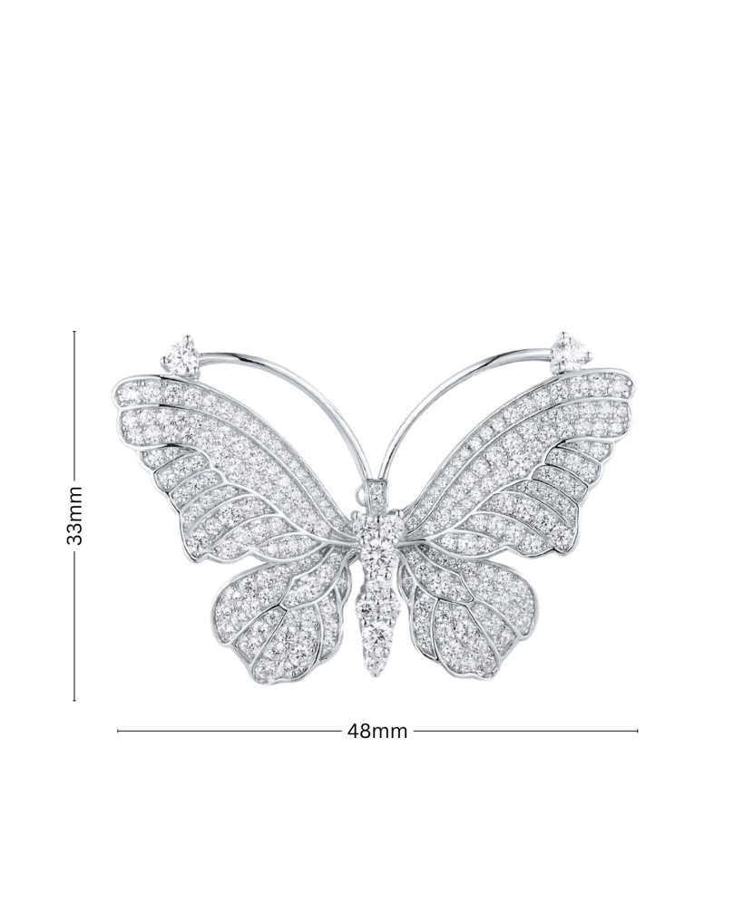 Sterling silver  brooch with zircons "butterfly"