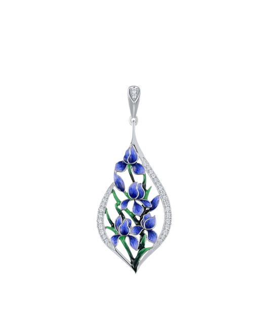 Sterling silver pendant with enamel and zircons