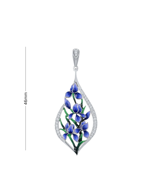 Sterling silver pendant with enamel and zircons