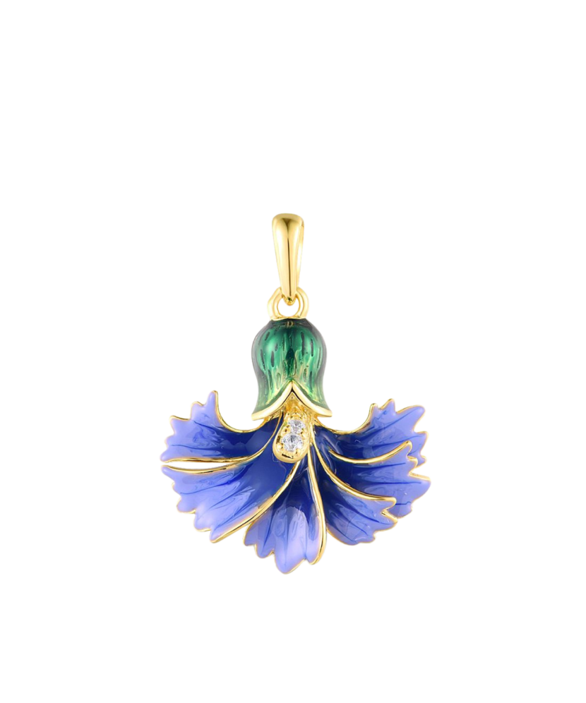 Gilded Sterling Silver pendant with enamel and zircons