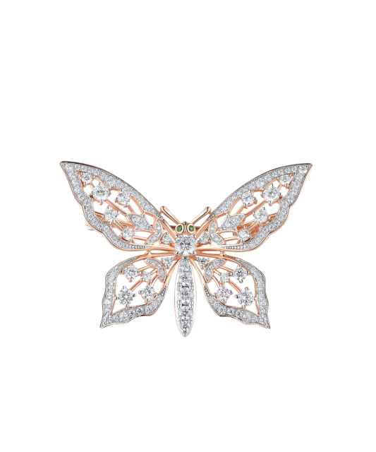 Glided  sterling Silver brooch with zircons "Butterfly"