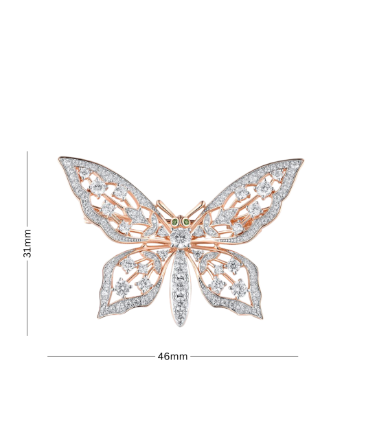 Glided  sterling Silver brooch with zircons "Butterfly"
