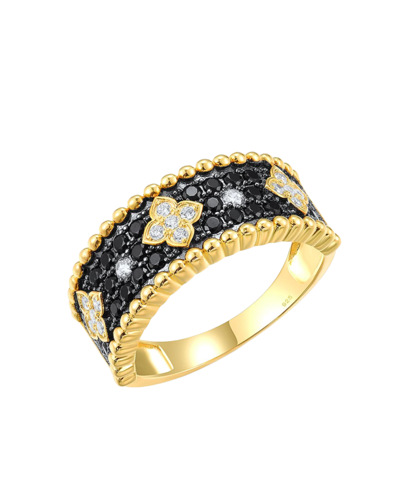 Gilded Sterling silver ring with zircons and spinels