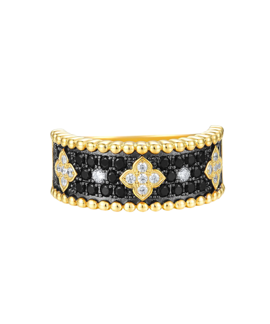 Gilded Sterling silver ring with zircons and spinels