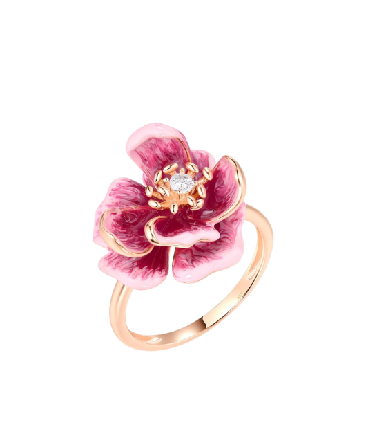 Gilded Sterling silver ring with zircons and enamel