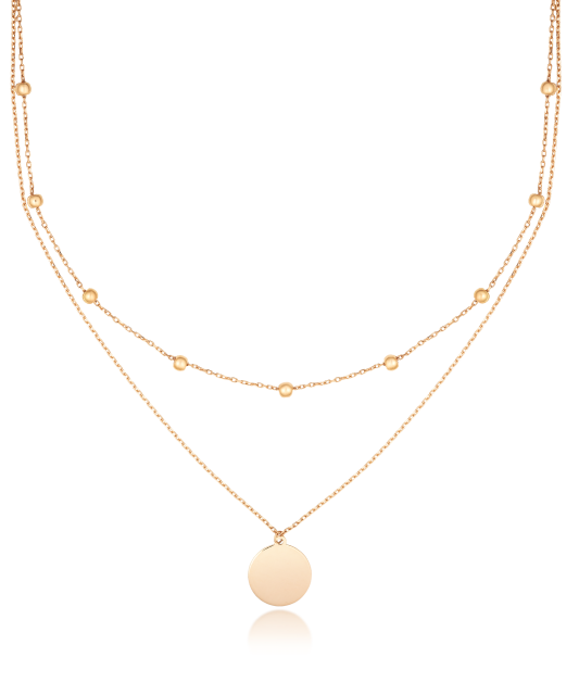 Gold double chain with  pendant