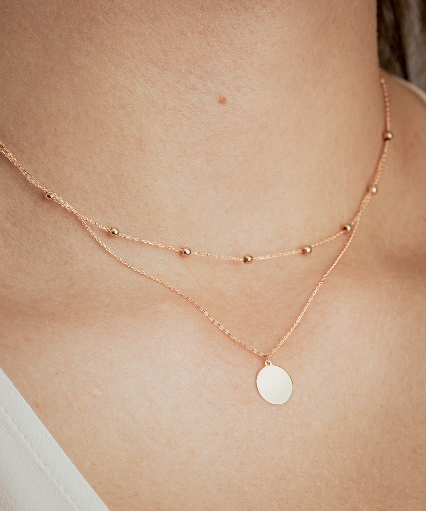 Gold double chain with  pendant Gold double chain with  pendant