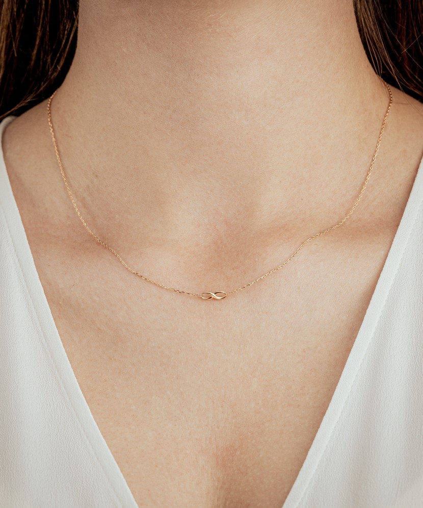 Двойная золотая цепочка с подвеской "Бесконечность"