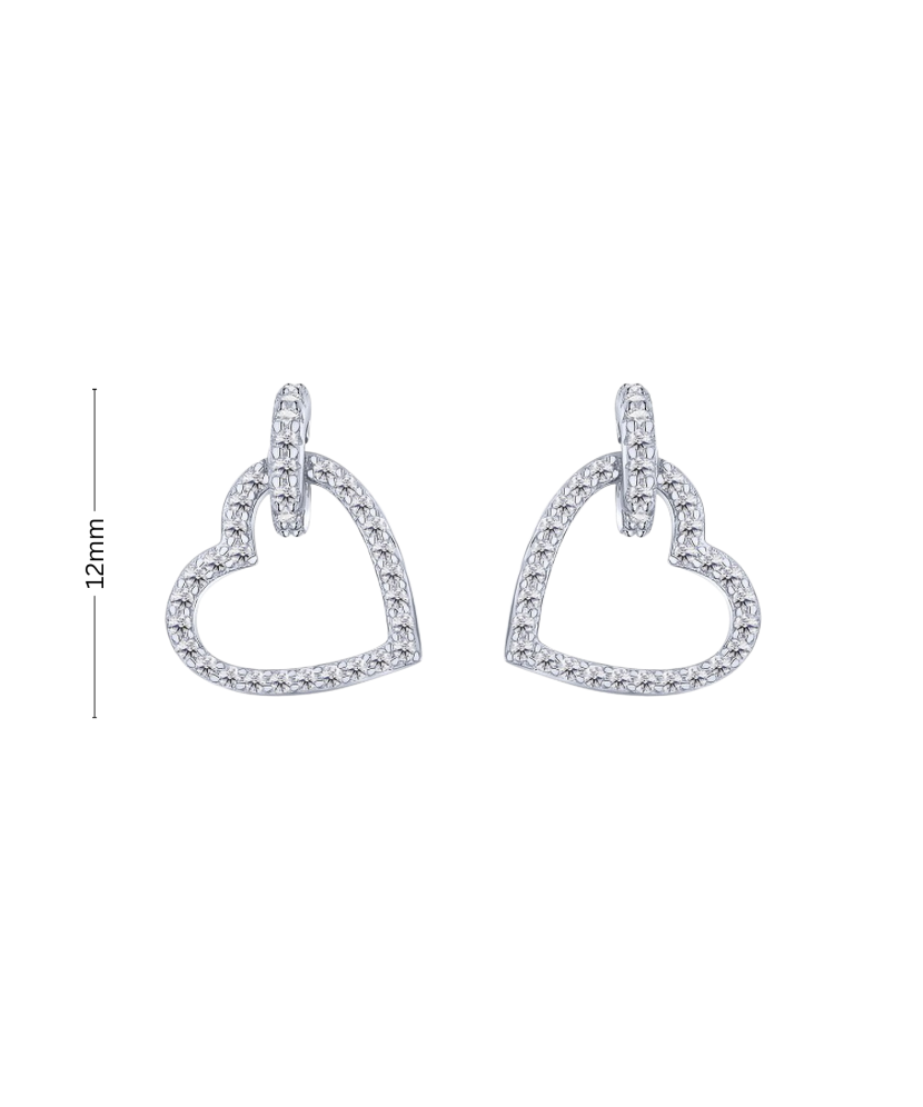 Sidabriniai auskarai su cirkoniais "Širdelės"