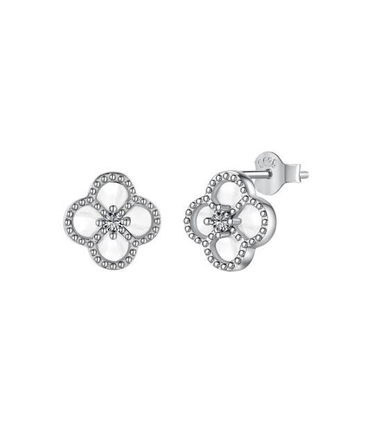 Серьги из серебра с цирконами и эмалью