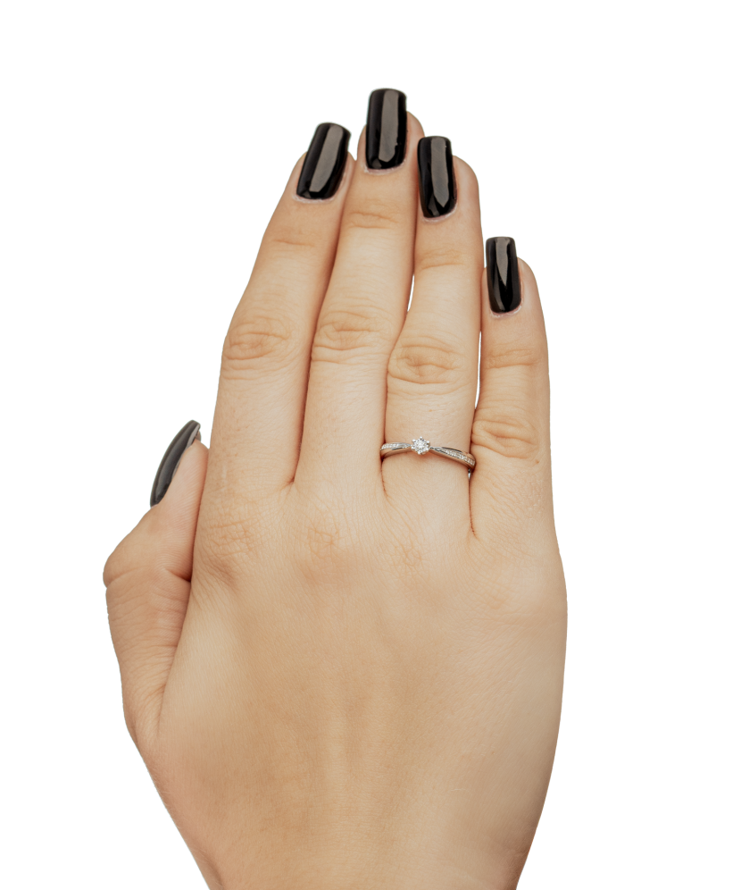 White gold ring with diamonds