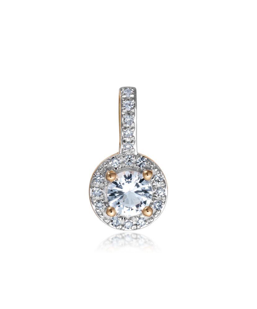 Gold pendant with diamonds and clear topaz