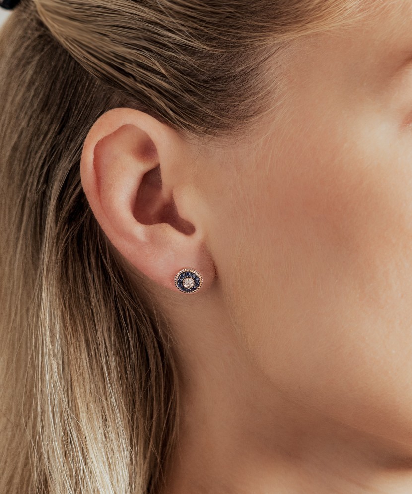 Gold earrings with sapphires and diamonds