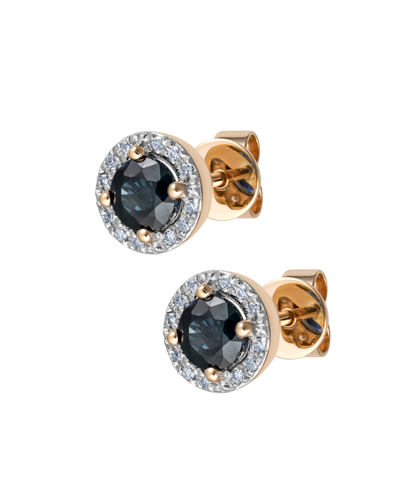 Gold earrings with sapphires and diamonds